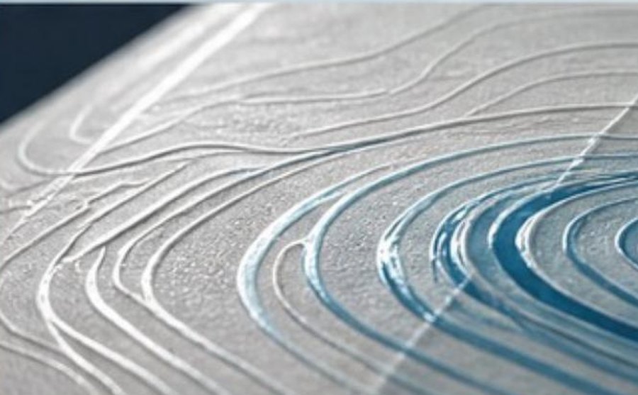 Macro of the debossed topographic contour texture on the carton