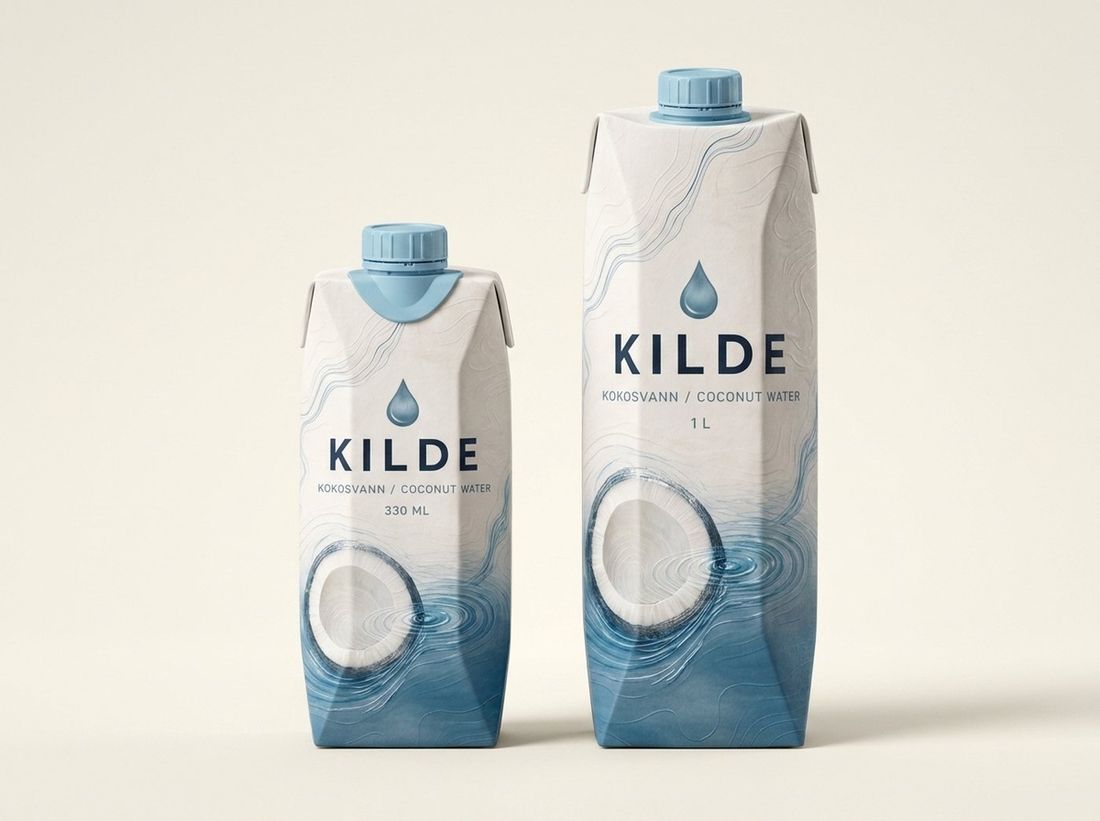 Approved KILDE Source of Life cartons - 330 ml and 1 L side by side