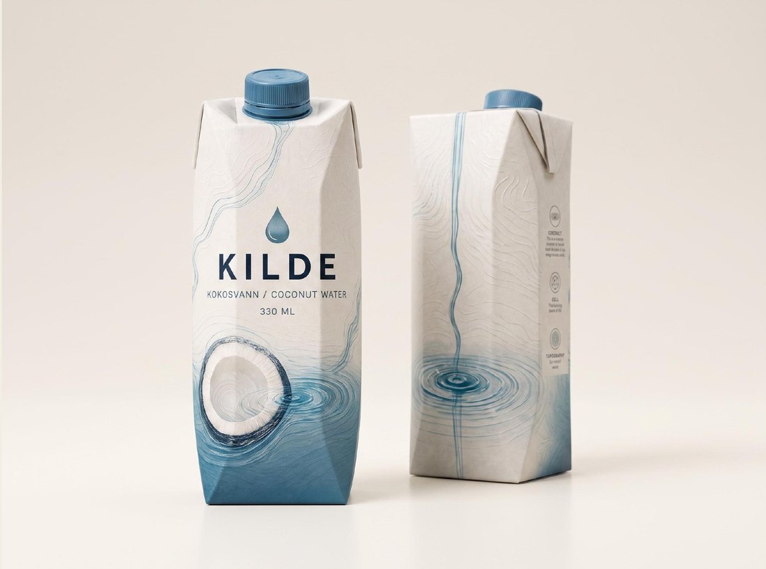 Approved 330 ml carton shown from front and back, demonstrating the continuous source line across panels