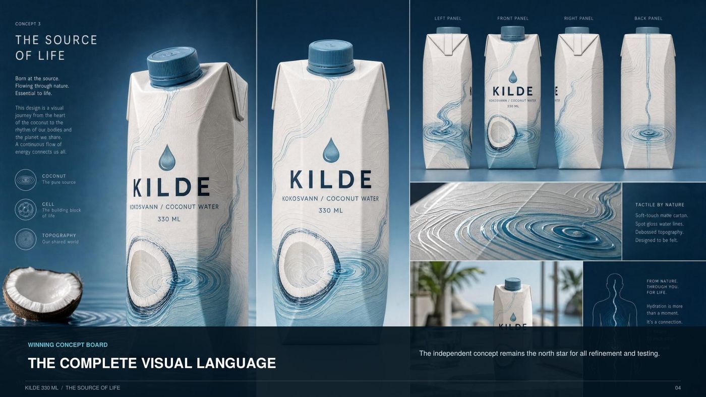 Winning concept board — the complete visual language